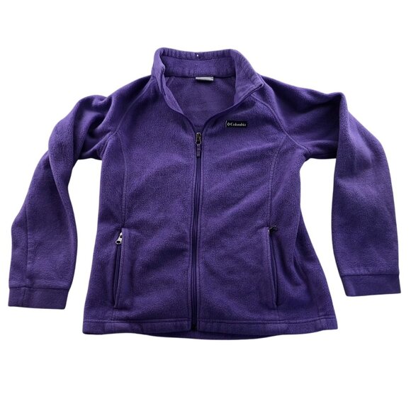 Columbia Women Fleece Jacket Size XL Full Zip Staand Collar Outdoors Purple Cozy - Picture 1 of 12